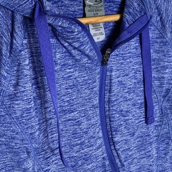 Champion Duo Dry Women’s S Blue Zip Hoodie Jacket Heathered Activewear - Picture 11 of 12